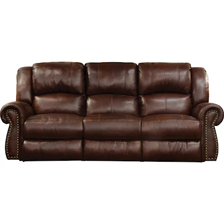 Traditional Power Lay Flat Reclining Sofa with Power Headrest and Lumbar